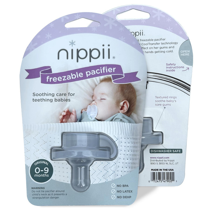 Nippii Freezable Pacifier for Baby Teething Relief - Safe Infant Teether with Cooling Effect - Easy to Clean, Medical Grade Soft Silicone - BPA Free
