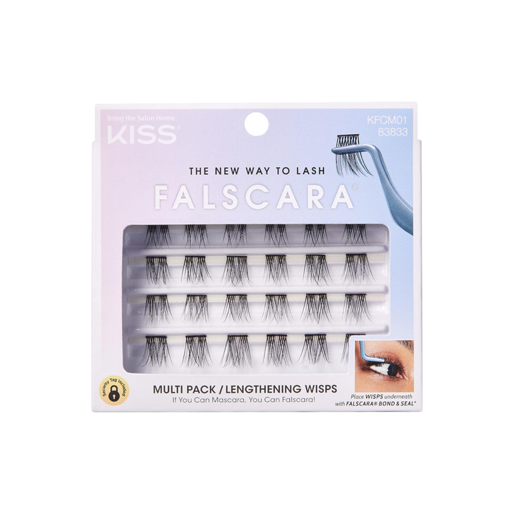 KISS Falscara DIY Eyelash Extension Lengthening Wisps - Featherlight Synthetic Reusable Artificial Eyelashes Multipack of 24 Mini Lash Clusters for t