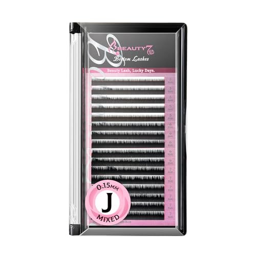 Beauty7 Mixed Volume Under Bottom Lower Individual False Eyelash Extension Tray Matte Synthetic Mink Lash (0.15 Thickness, J Curl)
