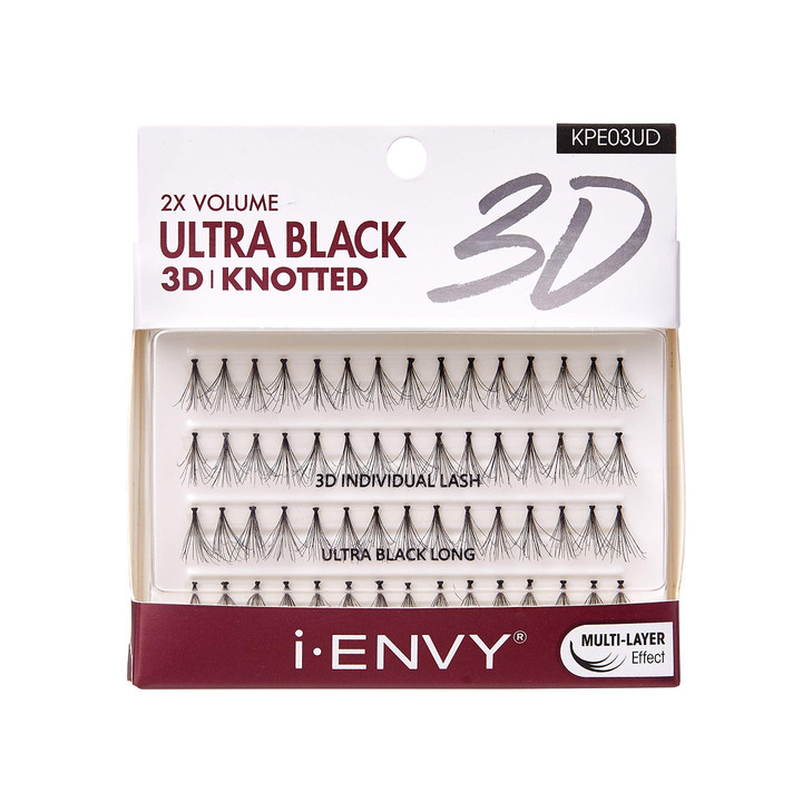 iENVY 2X Volume 3D Ultra Black Individual Lashes (3 Pack, Long)