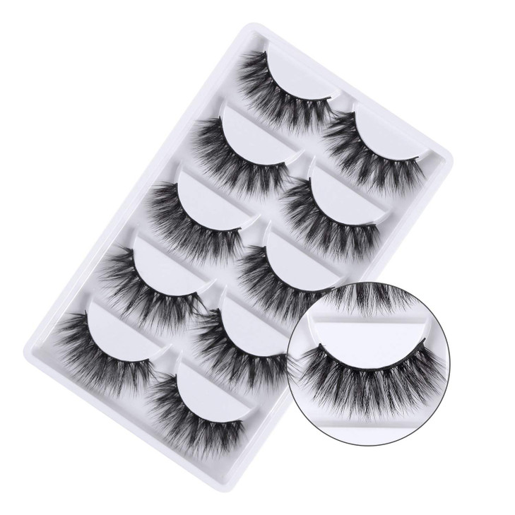 3D False Eyelashes, 3D Faux Mink Fake Eyelashes Handmade Dramatic Thick Crossed Cluster False Eyelashes Black Nature Fluffy Long Soft Reusable,Style