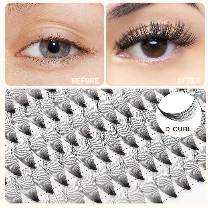 Bodermincer 200pcs 20D Premade Volume Fans Eye Lashes Extensions Thickness 0.07mm 8-16mm to Choose Black Soft Individual False Eyelashes Makeup Fake