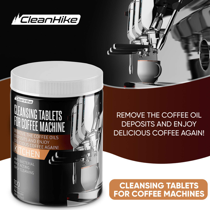 CleanHike Espresso Machine Cleaning Tablets - (100 Tablets) For Jura, Miele, and Universal Coffee Machine for All Brands - Professional Coffee Grease
