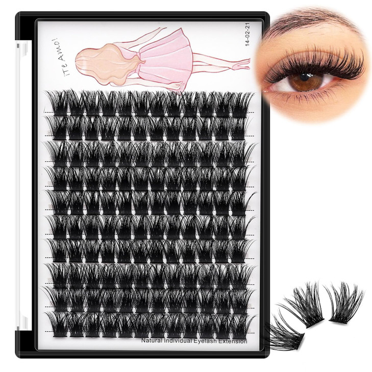 Bodermincer 120 Clusters/box Wide Cluster 3D Effect Glue Bonded Cluster Eyelashes Individual Eyelash Extension Eyelashes Bunches False Eyelashes Home