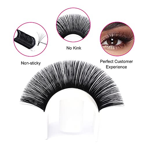 Volume Lash Extensions 8-20mm Length FADLASH Easy Fanning Eyelash Extensions C D Curl 0.07 Easy Fan Volume Lashes (0.07-C,11mm)