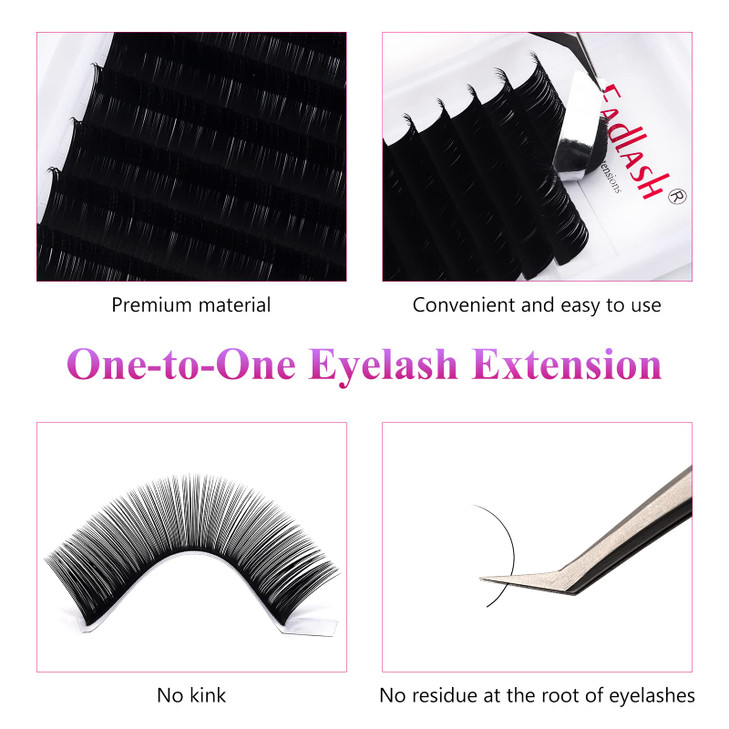 Eyelash Extension Classic Lash Extensions CC Curl Mixed Tray Semi-permanent Individual Lash Extensions Premium Eyelashes Extension Supply (0.15-CC, 8