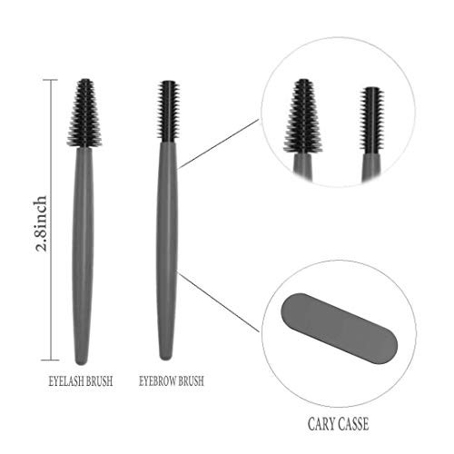 Aitakl Reusable Eyelash Brush, Silicone Eyelash Brush 2 Pcs with Portable Case(Grey)