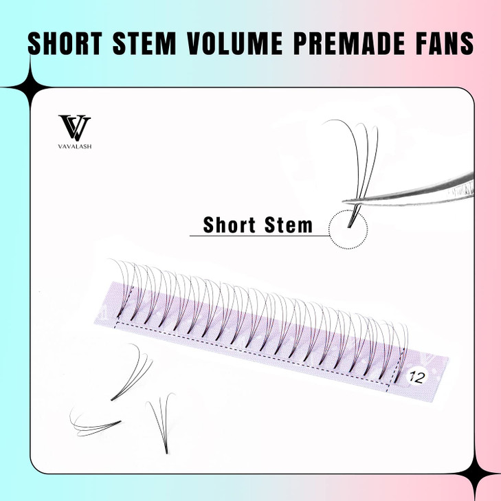 Eyelash Extensions 3D 4D 5D 6D 7D 10D Thickness 0.05/0.07/0.1 C/D Curl Eyelashes Short Stem heat bonded Premade Fans Russian Volume Pre-fanned Lash E