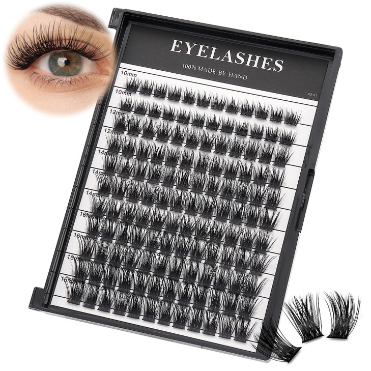 Bodermincer 132pcs 8-10-12-14mm Mixed D Curl Big Capacity Segmented Eyelash Extension Eyelashes Individual Cluster Eye Lashes Professional Makeup Gra
