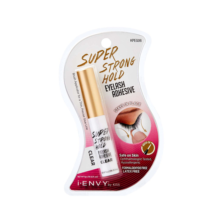 i-Envy by KISS Super Strong Hold Eyelash Adhesive, Waterproof Long-Lasting Strip Lash Glue, Natural-Looking Allergy & Latex Free with Brush Applicato