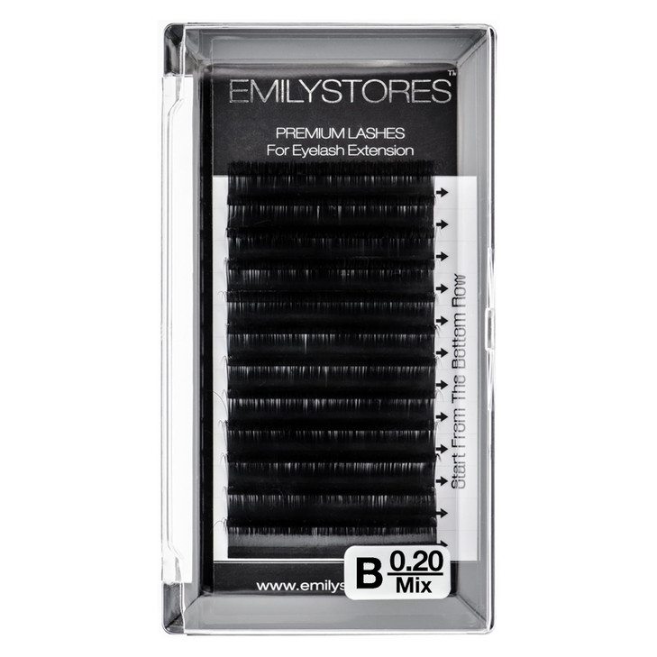 EMILYSTORES Eyelash Extensions 0.20mm Thickness B Curl Length 8-14mm Mixed Assorted Sizes Silk Mink Fake Eye Lashes In One Tray