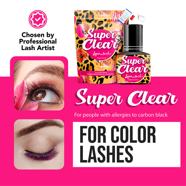 Lyon Lash Super Clear Eyelash Extension Glue 10ml | 1-2 Sec Drying Time | 6-8 Weeks Retention | Maximum Bonding Transparent Adhesive | Professional E