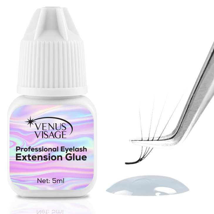 VENUS VISAGE Eyelash Glue for Professional Lash Extensions 1 2 Sec Dry Time & 6 7 Weeks Bonding Extra Black & strong Latex free Lash Adhesive (5ml),0