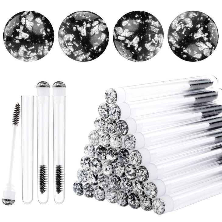 Dming 50pcs Eyelash brush Lash Wand Makeup tool Eyelash Extension supplies Cleaning brush Diamond Mascara foil black