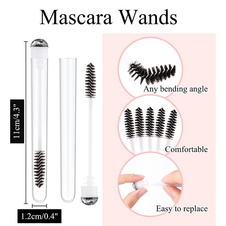 Dming 50pcs Eyelash brush Lash Wand Makeup tool Eyelash Extension supplies Cleaning brush Diamond Mascara foil black
