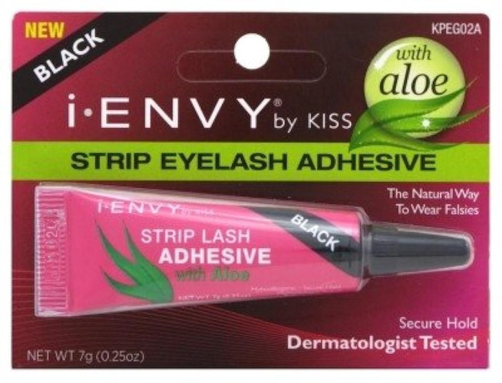 Kiss I Envy Strip Eyelash with Aloe Adhesive Black 0.25oz (2 Pack)