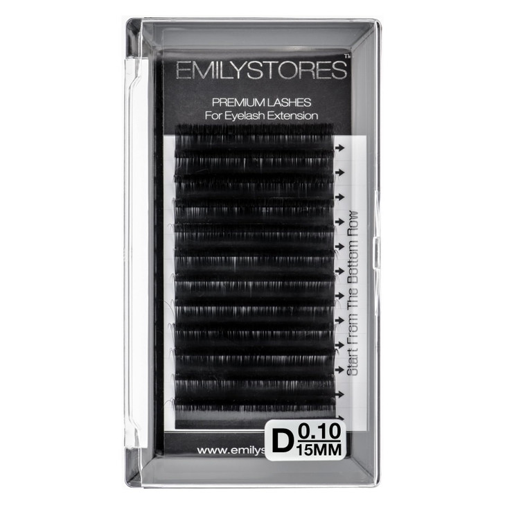 EMILYSTORES Eyelash Extensions 0.10mm Thickness D Curl Length 15mm Volume Individual eyelashes Natural-Looking Single Size For Lash Extension (0.10,D