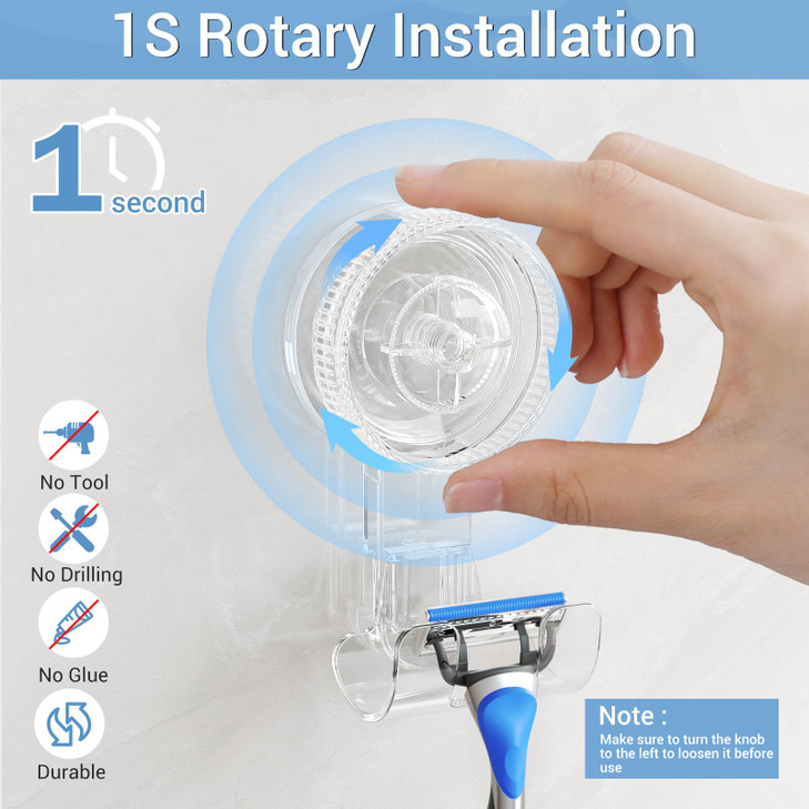 LUXEAR Suction Hooks, 2 Pack Razor Hooks Removable & Reusable Suction Shower Hook Damage-Free Powerful Suction Hanger for Towel Bathrobe Loofah Bathr