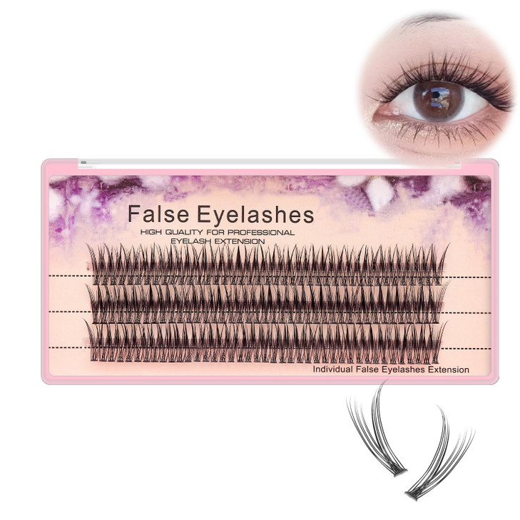 Bodermincer 120pcs 0.10mm Thickness Handmade Fish Tail False Lahses Thick Natural Long Black Individual False Eyelashes Fake Eye Lashes Extensions Ma