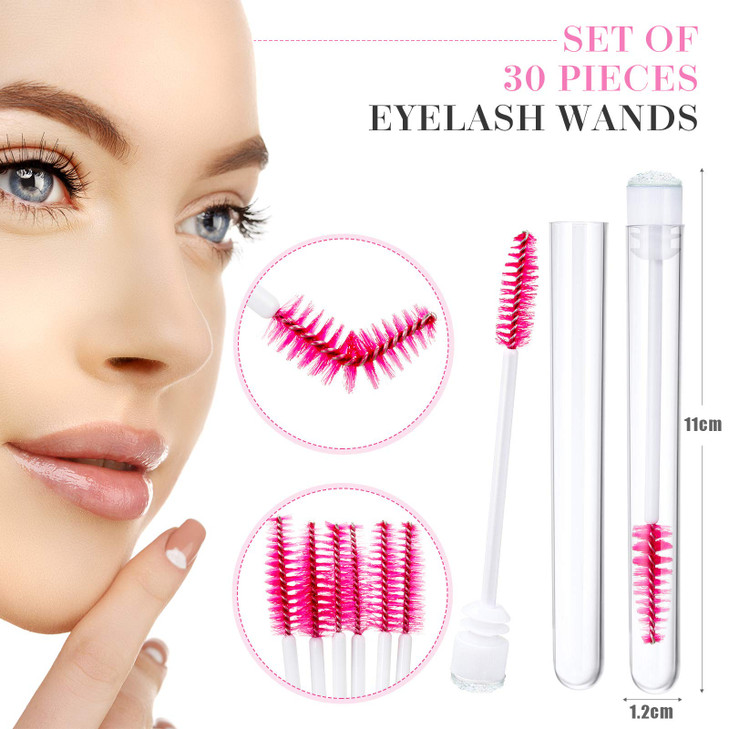 60 Pieces Mascara Wand Tube Set 30 Diamond Empty Eyelash Brush Tubes Spoolies 30 Mascara Wand Lash Extension Brushes Applicators Makeup Tools (110 mm