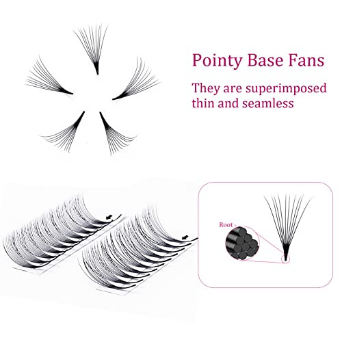Volume Lash Extensions Mixed Tray 0.07 C Curl 10D Premade Fans Eyelash Extensions 8-14mm Premade Lash Fans Pointed Base Middle Stem Russian Volume La