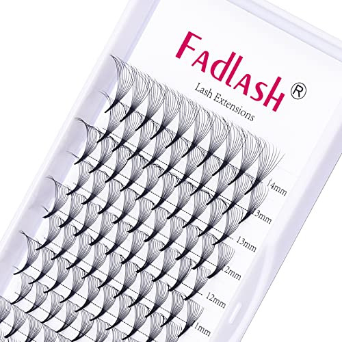 Lash Extension 10D 0.07 Premade Fans Eyelash Extensions D Curl Mix Tray Volume Short Stem (10D-0.07-D, 8-14mm Mix)