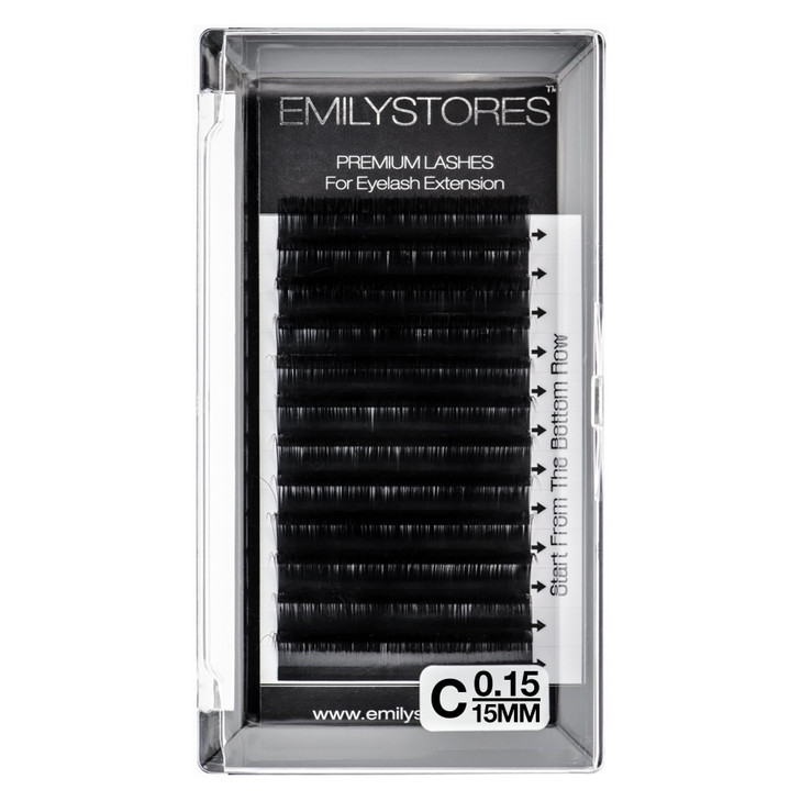 EMILYSTORES Eyelash Extensions 0.15mm Thickness C Curl 15mm Length Individual Volume Natural Eyelashes For Lash Extensions(0.15,C,15mm)