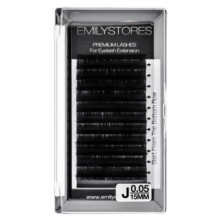 EMILYSTORES Lash Extensions 0.05mm Thickness J Curl 15mm Length Light-weight Volume Eyelashes For Eyelash Extensions(0.05,J,15mm)