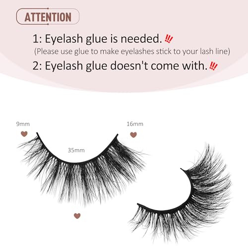 Onlyall Lashes Mink False Eyelashes Natural Wispy Lashes Soft Faux Mink Lashes Fluffy False Lashes 16MM A04