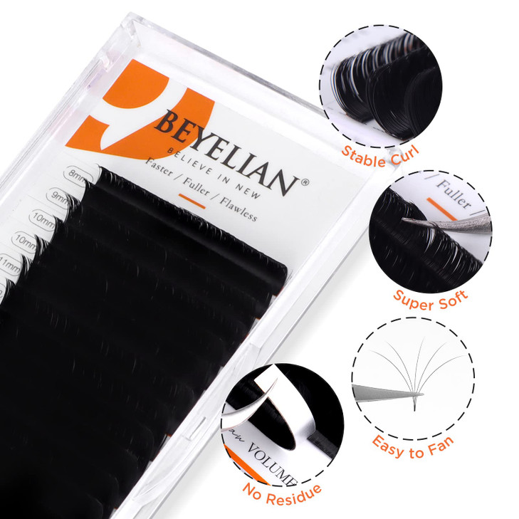 Easy Fan Volume Eyelash Extensions Premade Fan Eyelash Extension Self Fanning Lash Extension 3D Matte Black Faux Mink Professional Salon Use Lashes E