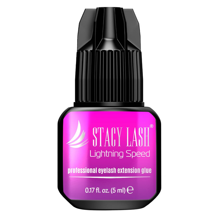 STACY LASH Lightning Speed Eyelash Extension Glue 5ml /0.17 fl.oz / 0.3 Sec Dry/Retention  6-8 Weeks/Extra Strong Black Adhesive/Professional Suppli