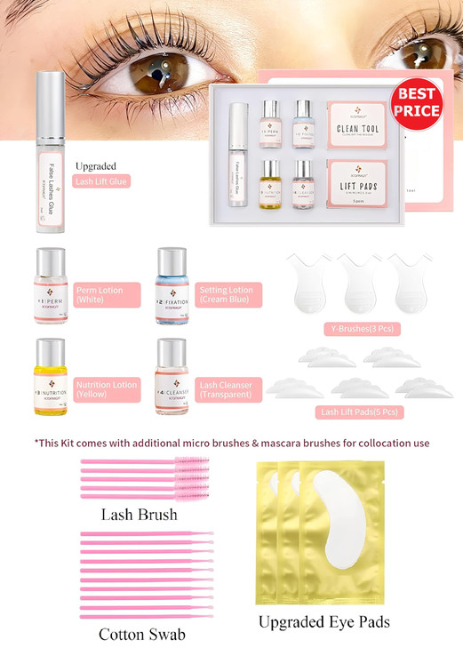 Lash Lift Kit Eyelash, Perming Full Lash Kit All in 1, Professional Eyelash Curling Lash Extension Set, Upgraded Glue Version, Semi-Permanent Lash Li