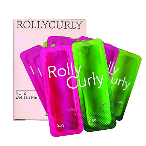 Amber Lash Eyelash Lifting and Eyebrow Lamination Solutions Step 1 and 2 by Rolly Curly, Professional Lash Perm and Brow Lift, 10 Individual Packets