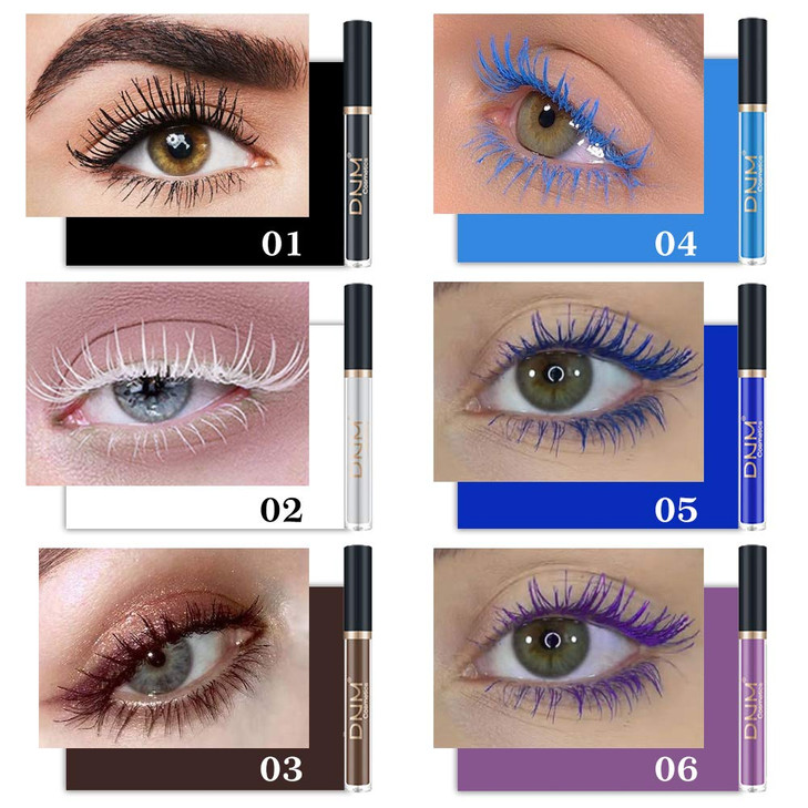 Colored Mascara Colorful Waterproof Blue Mascara for Eyelashes Set,White Black Brown Purple Long lasting Charming Voluminous Cruelty Free Vegan Eye M