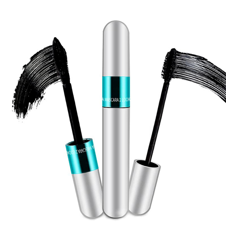 2 Pack 2 in 1 5x Longer Washable Mascara, 4D Silk Fiber Lash For VIBELY Mascara, No Clumping, Long-lasting Black