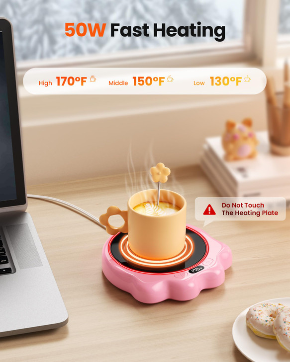 Gaiatop Mug Warmer, 50W Cute Cat Paw Cup Warmers, 3 Temp Settings, 2-10H Auto Shut Off, Coffee Accessories Keep Beverage Hot for Desk and Home, Heate