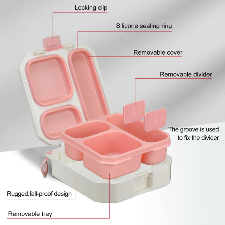 wiwens Bento Lunch Box for Kids with 12oz Soup Thermo Leak-Proof Lunch Food Container with 5 Compartment Thermo Hot Food Jar and Insulated Lunch Bag