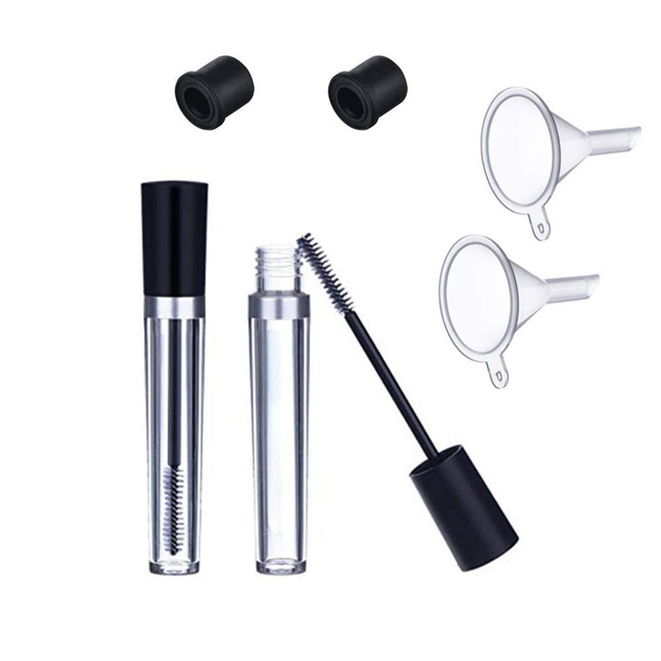 GBSTORE 2 Pcs 8 ML Empty Mascara Tube with Eyelash Wand, Eyelash Cream Container Bottle for Castor Oil and DIY Cosmetics,Includes 2 rubber inserts, 2