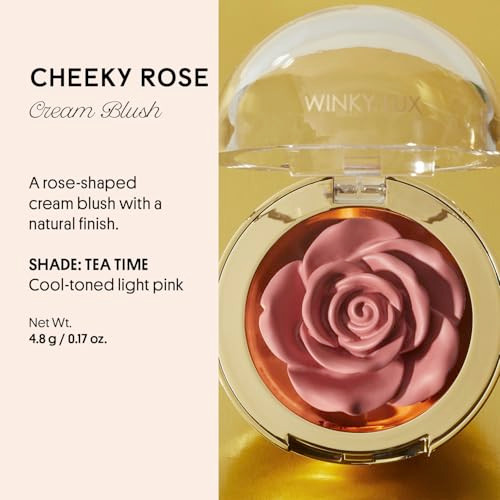 Winky Lux Cheeky Rose Cream Blush  High Pigment, Weightless Color for Cheeks, Effortlessly Blendable Makeup with Vitamin E, Cool Toned Light Pink, T