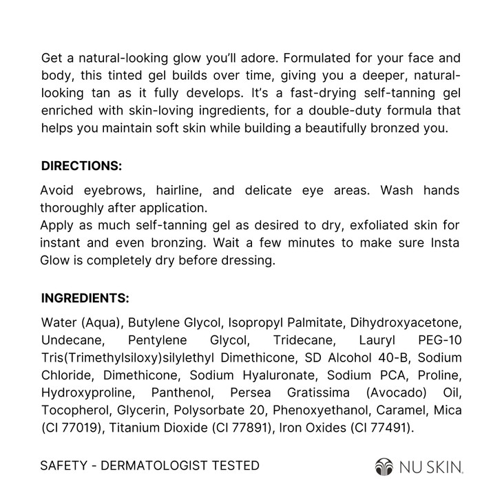 Nu Skin Sunright Insta Glow Self Tanner Gel | Natural Summer Tan for Face & Body | Beauty & Skin Care | Vitamin E & Avocado Oil | Natural Body Bronze