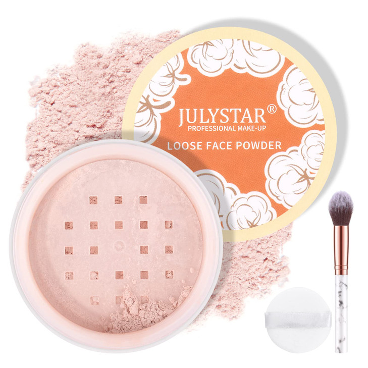 FREEORR Pink Setting Loose Face Powder, Oil Control Minimize Pore, Loose Baking Face Setting Powder Makeup, Soft Focus Make Up Setting Powder, Matte