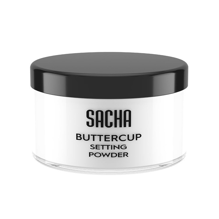 Sacha BUTTERCUP No Color Setting Powder. No Ashy Flashback. Blurs Fine Lines and Pores. Loose, Translucent Face Powder to Set Makeup Foundation or Co
