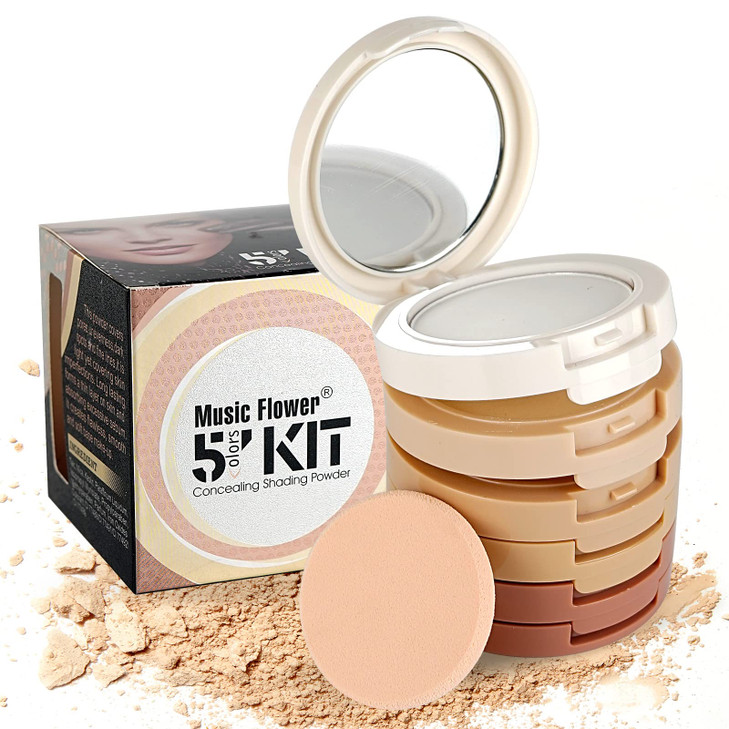 Meao Multi-layer 5 Colour Makeup Compact Make up Contour Face Bronzing Foundation Correcting Pressed Powder Facial Base Contouring Beauty Cosmetics B