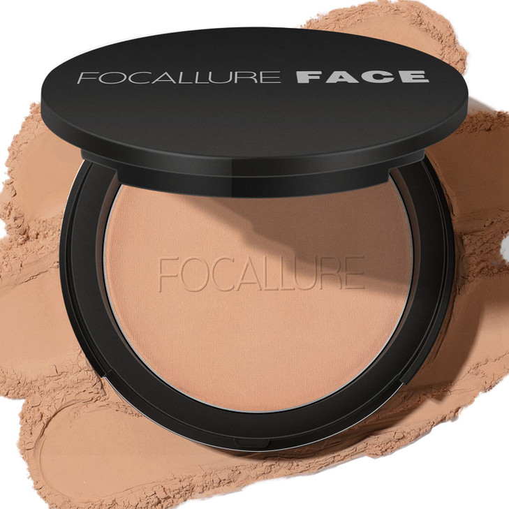 FOCALLURE Flawless Pressed Powder, Control Shine & Smooth Complexion, Pressed Setting Powder Foundation Makeup, Portable Face Powder Compact, Long-La