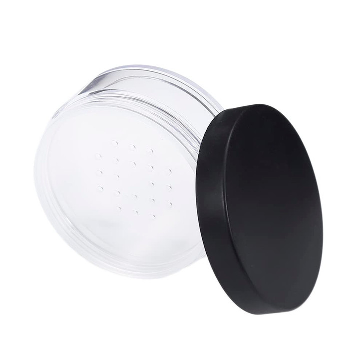 AKOAK Capacity 50 ml(1.69 oz) Empty Reusable Plastic Loose Powder Compact Container DIY Makeup Powder Case with Sifter and Lined Screw Lid,Pack of 1