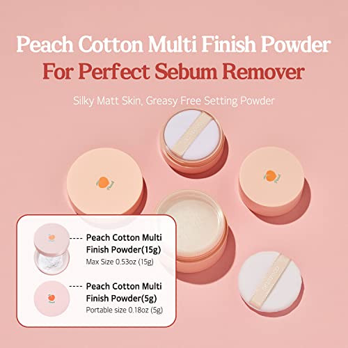 SKINFOOD Peach Cotton Multi Finish Powder 5g - Korean Peach Extract & Calamin Sebum Control Face Powder - Silky Setting Powder - Setting Powder for O