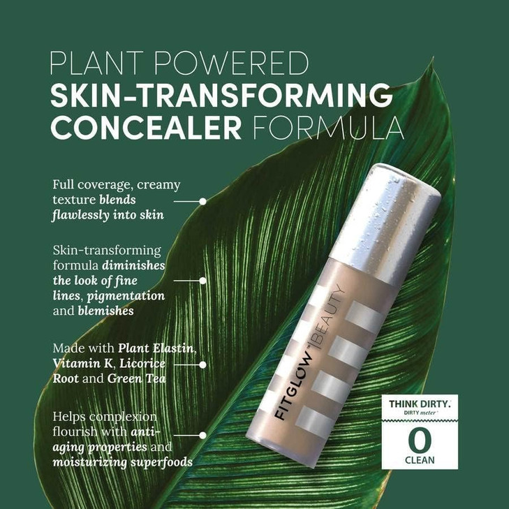 Fitglow Beauty Conceal+ | Vegan Full Coverage Concealer Skincare with Vitamin K + Green Tea | Corrects Dark Circles, Blemishes & Redness | Non-Creasi