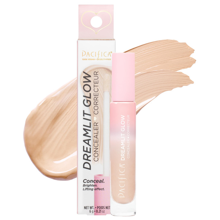 Pacifica Concealer  DreamLit Glow Full Coverage Concealer with Squalane for Dark Circles & Dark Spot Correction, Lightweight & Long-Lasting, Vegan &