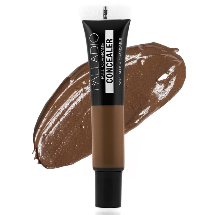 Palladio Full Coverage Concealer - Creamy Face & Under Eye Formula, Disguises Dark Circles, Blemishes, Fine Lines, Evens Skin Tone (Mocha)