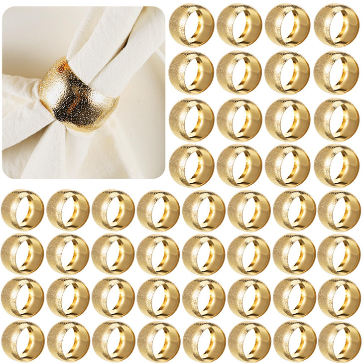 Lallisa 36 Pcs Gold Napkin Rings Bulk Metal Classic Brass Napkin Ring Holders Elegant Farmhouse Cloth Table Decorations for Tea Wedding Anniversary B